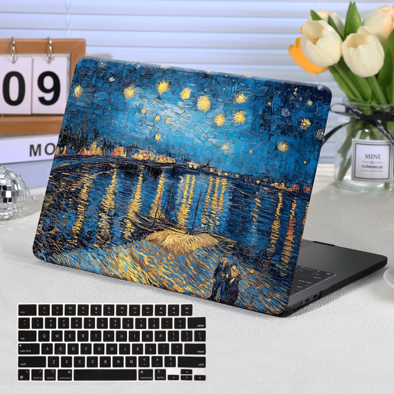 Funut Compatible with MacBook Air 13 inch Case 2021 2020 2019 2018 Model A2337 M1 A2179 A1932 Plastic Hard Shell Case Protective Cover for MacBook Air 13 with Touch ID, Starry Night - Image 1